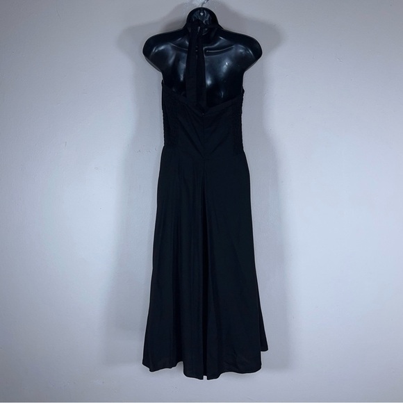 MEDIUM BALI BATIK BLACK HALTER DRESS RETRO PINUP GOTH SLEEVELESS EVENT PARTY - Picture 7 of 12